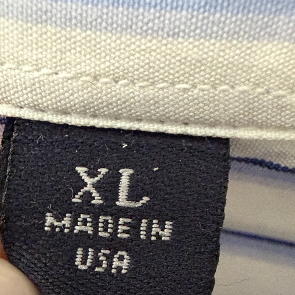 Vintage Burberry London Men’s White & Blue Pinstripe Button-Down | Made in USA - Picture 4 of 11